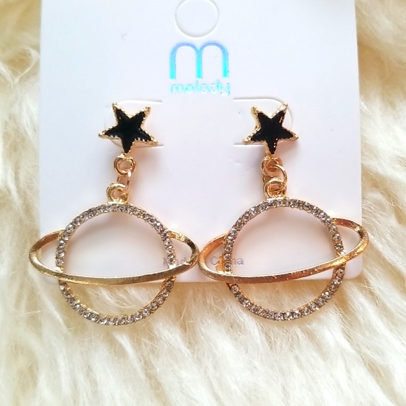 Planet Star World Crystal Earrings - Picture 3 of 4